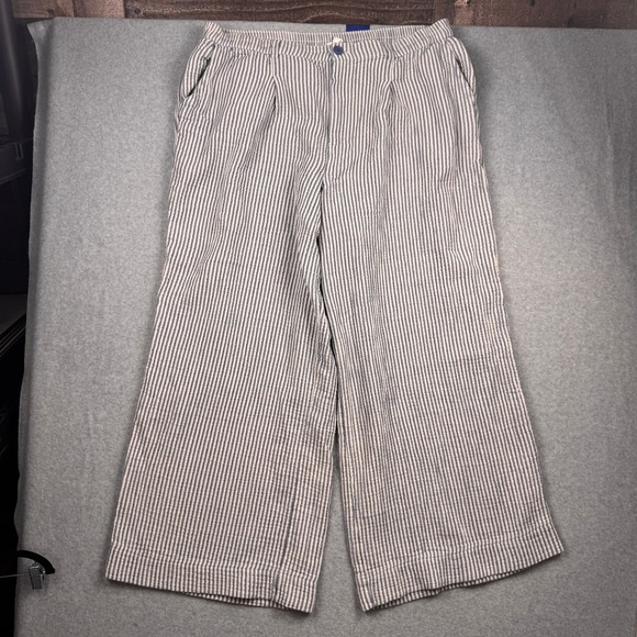 aerie Pants - Aerie Pants Womens XXL Blue White Striped Wide Leg 100% Cotton Gauzy‎ Beachy